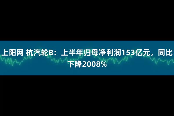 上阳网 杭汽轮B：上半年归母净利润153亿元，同比下降2008%